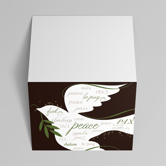 envelope with dove and peace words design