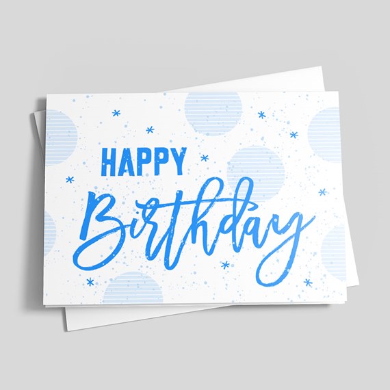 birthday card with happy birthday text and polka dots