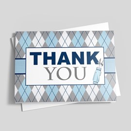 Blue Argyle Thank You Card