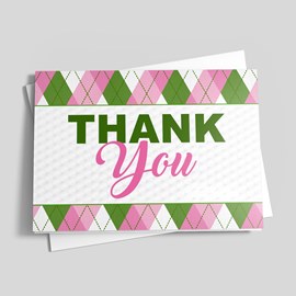 Pink Argyle Thank You Card