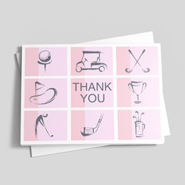 Squaring Up Pink Thank You Card