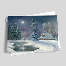Golfer's Moon Holiday Card