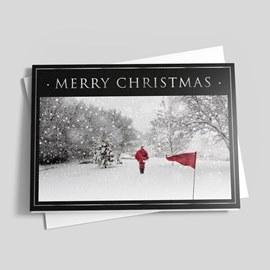 Santa's Last Putt Christmas Card