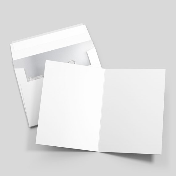 white envelope with silver interior
