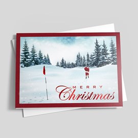 Santa Never Stops Christmas Card
