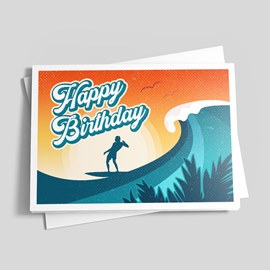 Retro Surfing Birthday Card