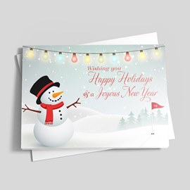 Swinging Snowman Holiday Card