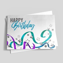 Streamers & Stars Birthday Card