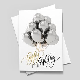 Silver Balloons Birthday Card