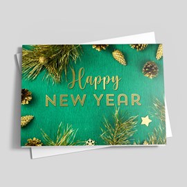Golden Greens New Year Card