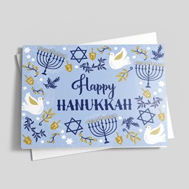 Golden Doves Hanukkah Card