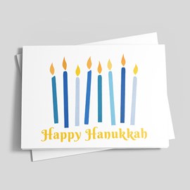 Blue Candles Hanukkah Card