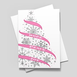 Snowflake Tree - Pink Ribbon Card