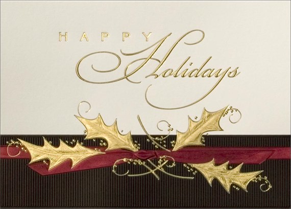 Gold Holly Happy Holiday