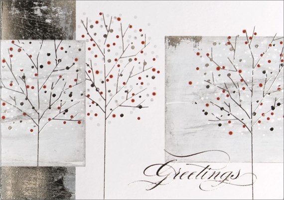 Silver Trees Oblong Holiday Card