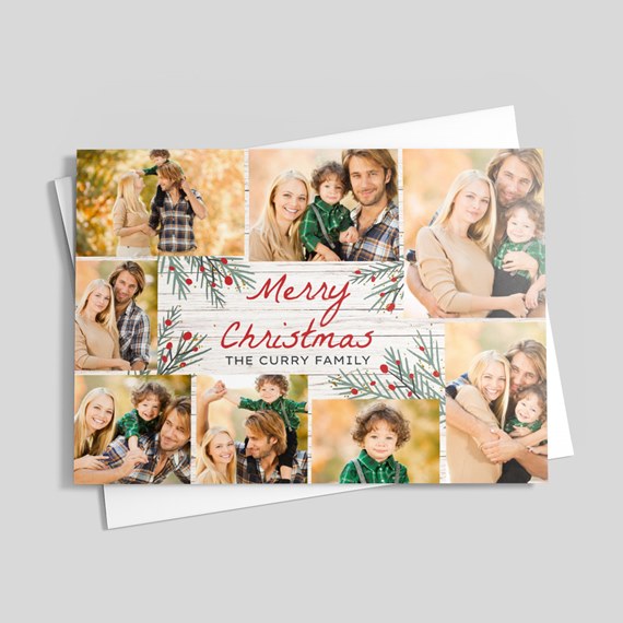 collage card with photo placeholders, holiday theme