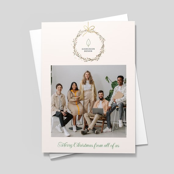 holiday card with photo area and text
