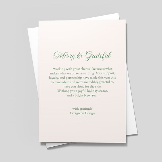 greeting card with green text on pink background