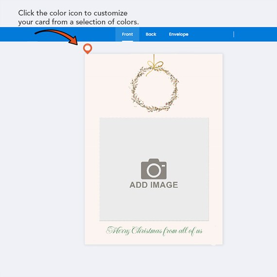 holiday card with wreath and photo placeholder