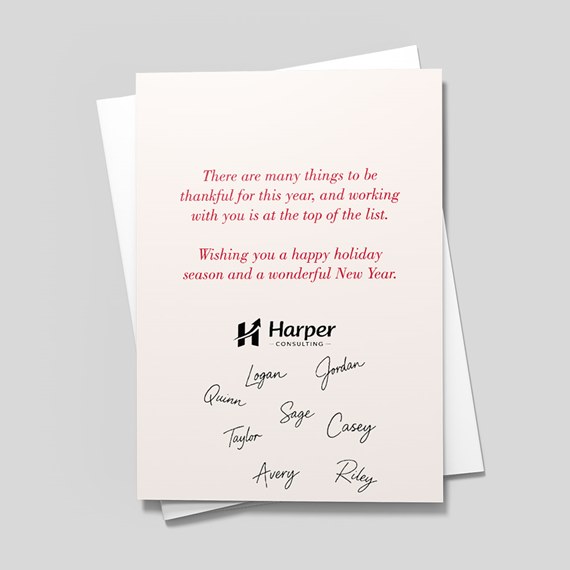 holiday card with customizable text area and photo placeholder